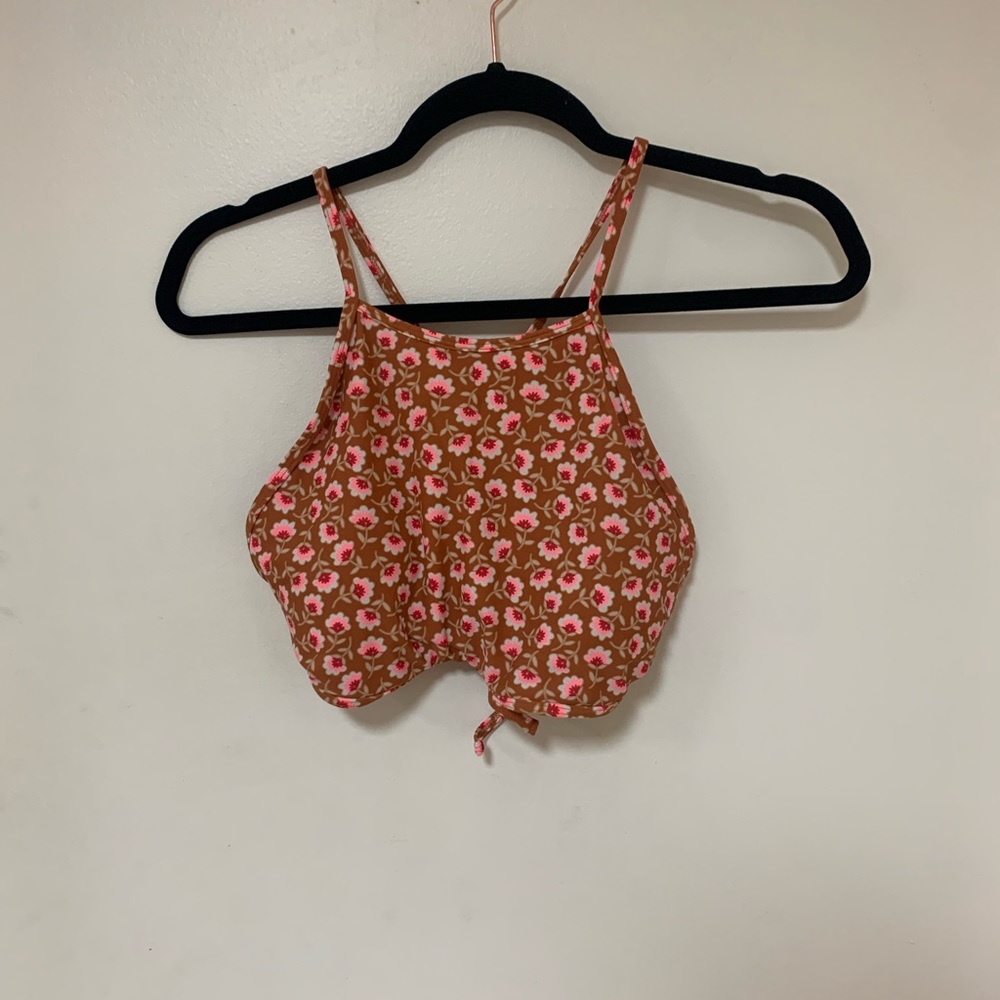 Aerie High Neck Floral Bikini Top
